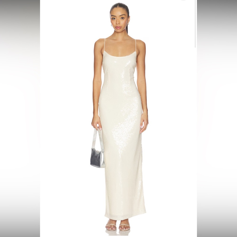 superdown Ivory Sequin Slip Maxi Dress